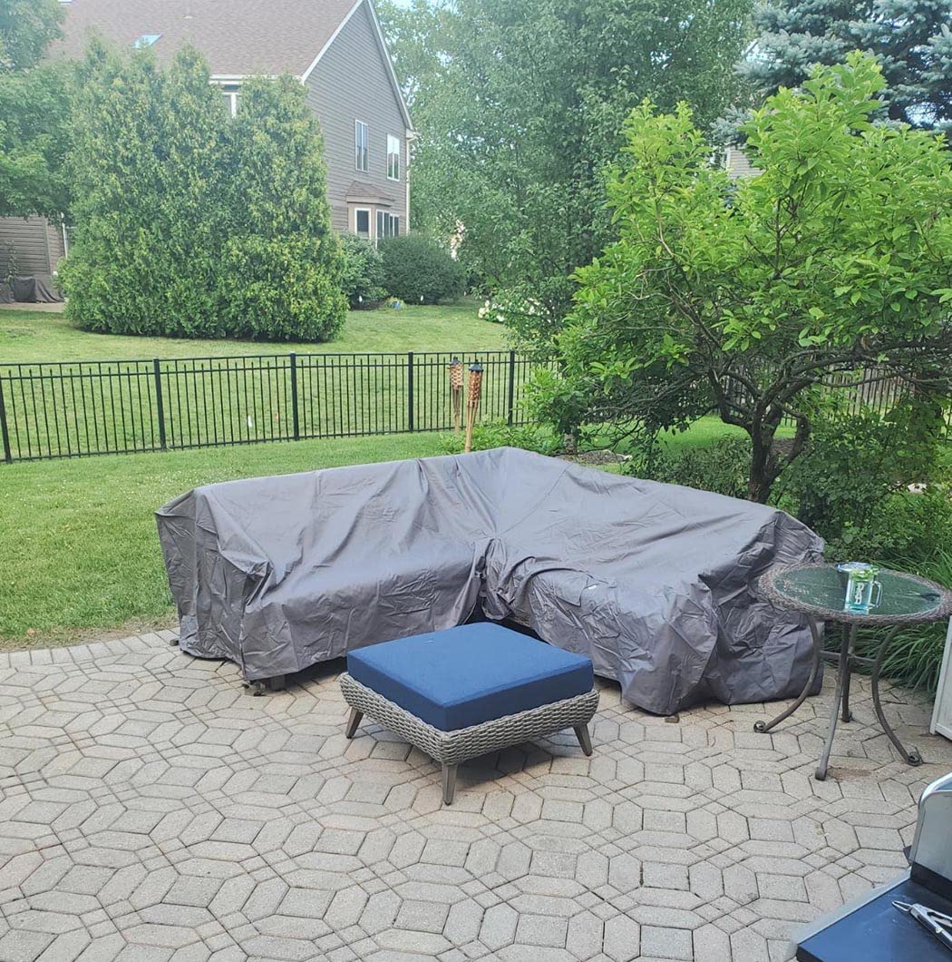 **J&C Waterproof L-Shaped Patio Sectional Covers – Heavy Duty 420D Outdoor Sofa Cover for Sectional Furniture, Grey (79x106 Inch) – Perfect for Rain, Snow & UV Protection**