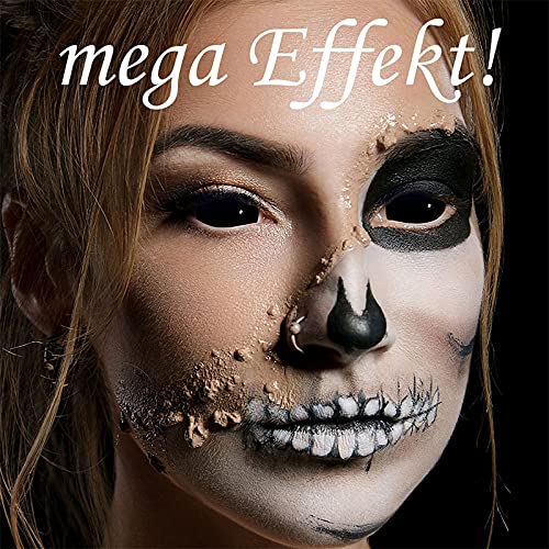 Leo Eyes Black Sclera Contact Lenses - 1 Pair (22mm) - Premium Halloween Cosplay Lenses for Zombie, Vampire & LARP Costumes | Perfect for Halloween, Carnival & Theatrical Performances