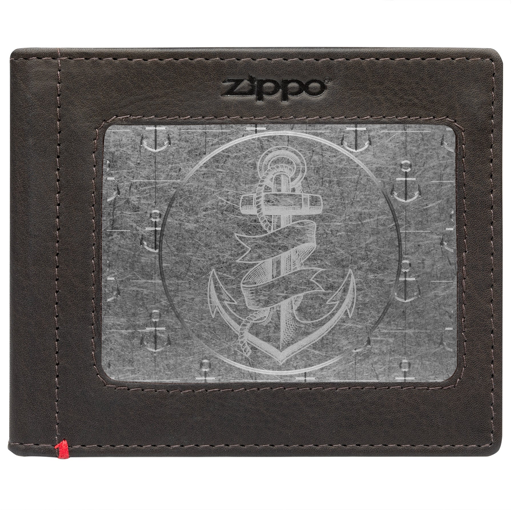 Genuine Mocha Leather Wallet with Anchor Metal Plate - Stylish & Durable RFID Blocking Bifold Wallet for Men - Perfect for Travel, Business & Everyday Use