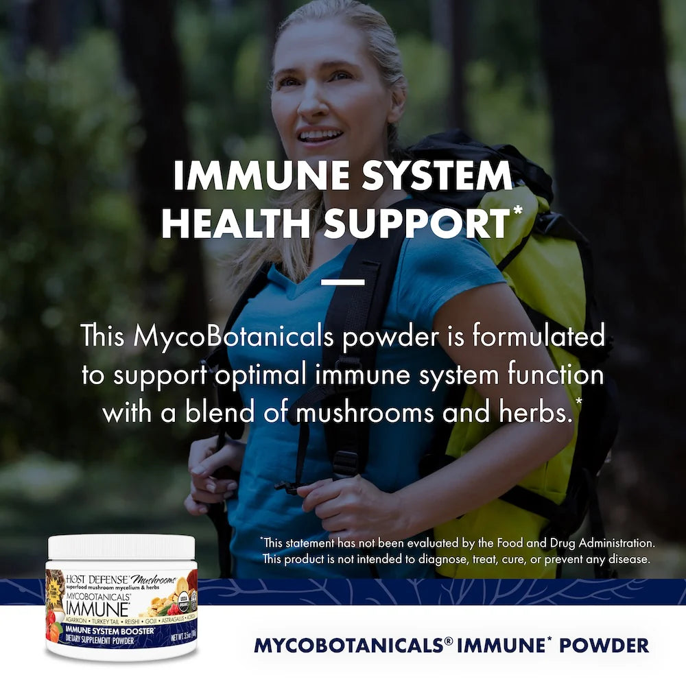 Host Defense MycoBotanicals® Immune Support Powder - Organic Mushroom Blend for Immunity Boost, Wellness & Daily Health - Perfect for Smoothies, Tea & Travel