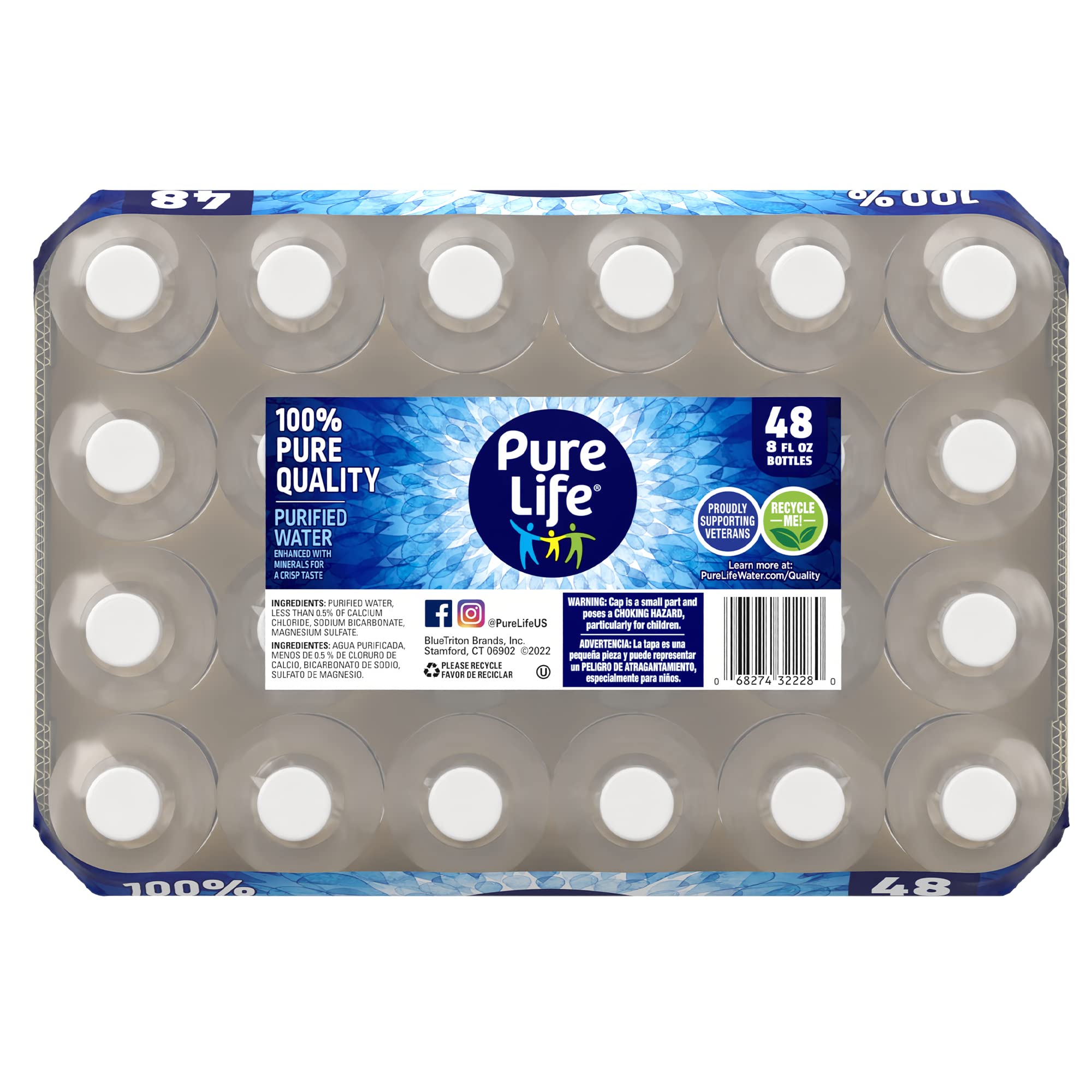 Pure Life Purified Water, 8 Fl Oz (48 Pack) - BPA-Free Plastic Bottles for Hydration On-The-Go, Office, Gym & Emergency Preparedness