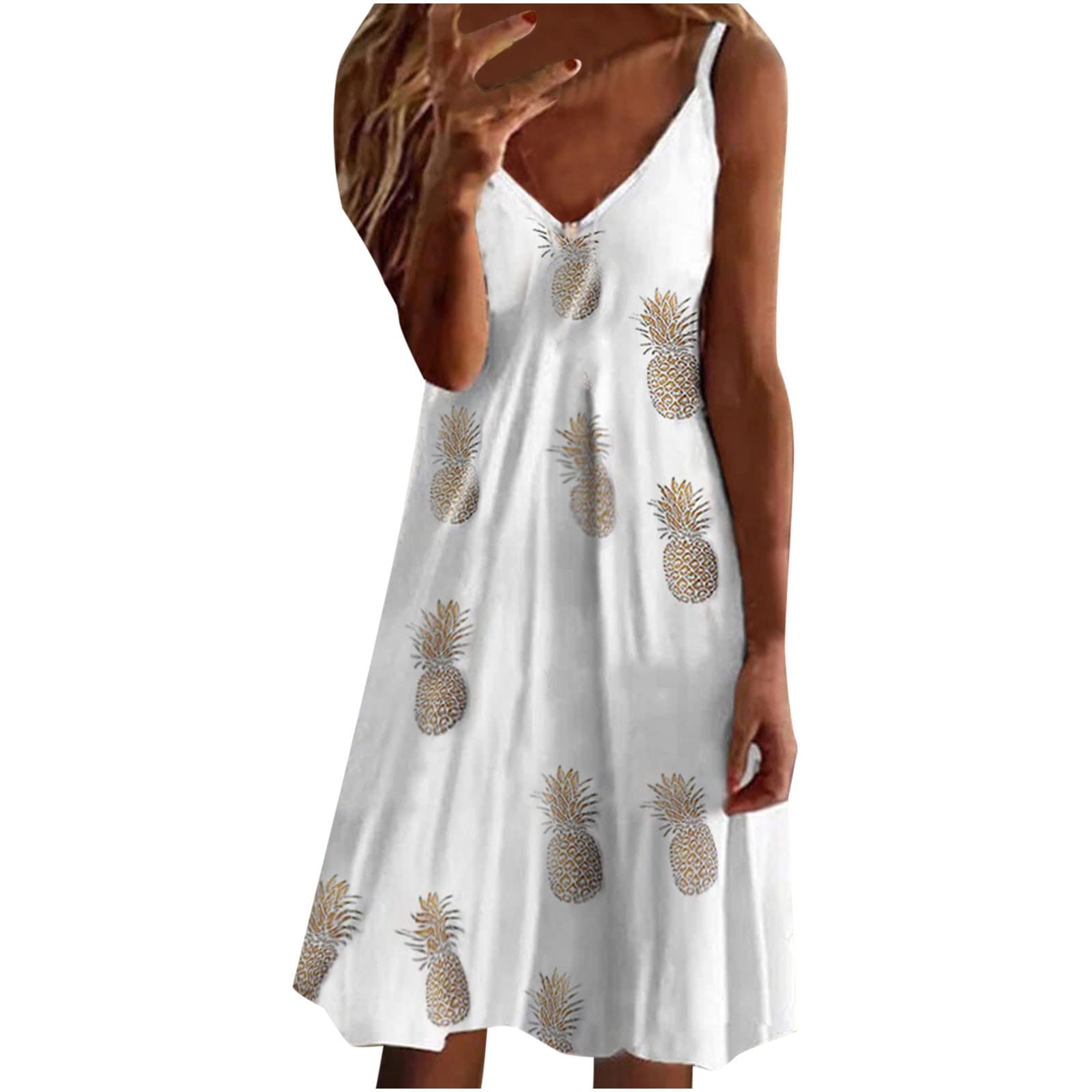 Women's Summer Dresses 2022 - Sleeveless V-Neck Camisole Mini & Maxi Casual Dresses with Pockets, Floral Print Beach Sundress for Vacation, Party & Outdoor Activities