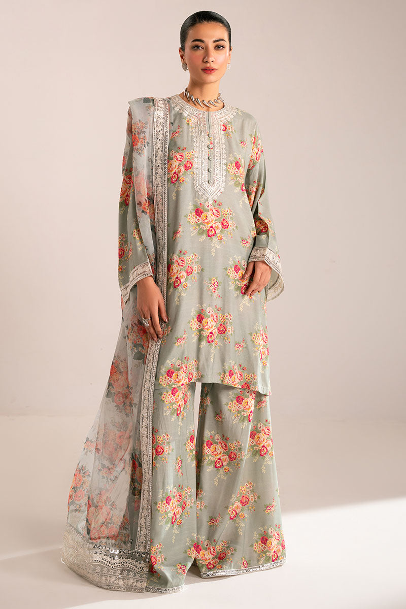 Grey Mist 3-Piece Ethnic Outfit Set (Shirt, Trouser & Dupatta) for Women - Perfect for Festivals, Weddings & Cultural Events