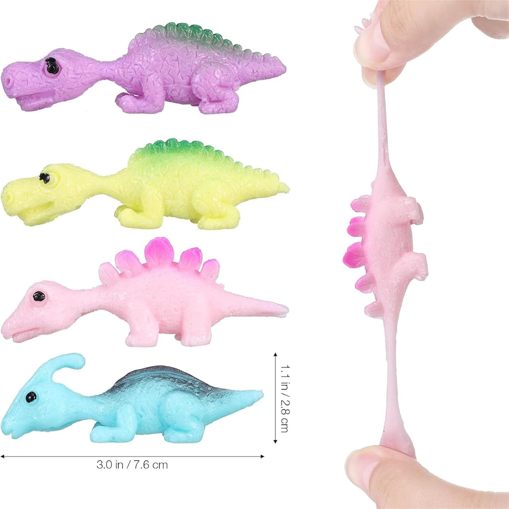 Jeeeun 20pcs Sticky Slingshot Dinosaur Finger Toys - Flying Rubber Dinosaurs for Kids, Fun Outdoor Party Favors & Classroom Rewards