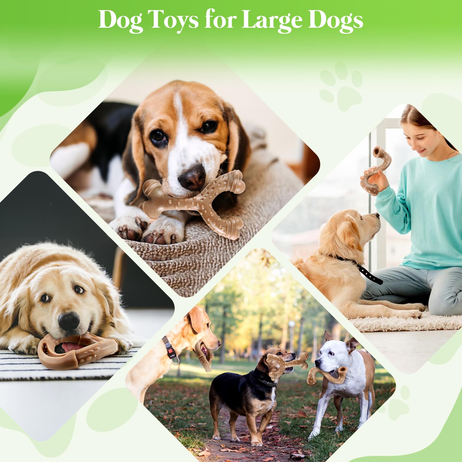3 Pack Durable Dog Toys for Aggressive Chewers - Heavy Duty Chew Toys for Large Dogs - Perfect for Playtime, Training & Anxiety Relief