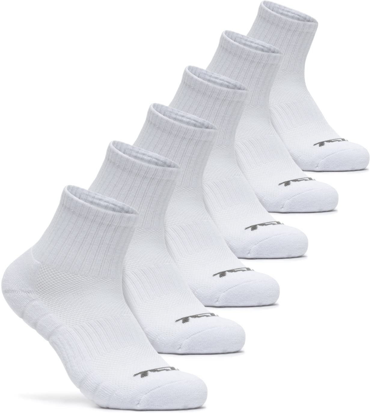 TSLA 3 or 6 Pairs Men's & Women's Athletic Crew Socks - Breathable Cotton Blend Cushioned Quarter Socks for Running, Sports & Workout - Perfect for Gym, Jogging & Everyday Wear