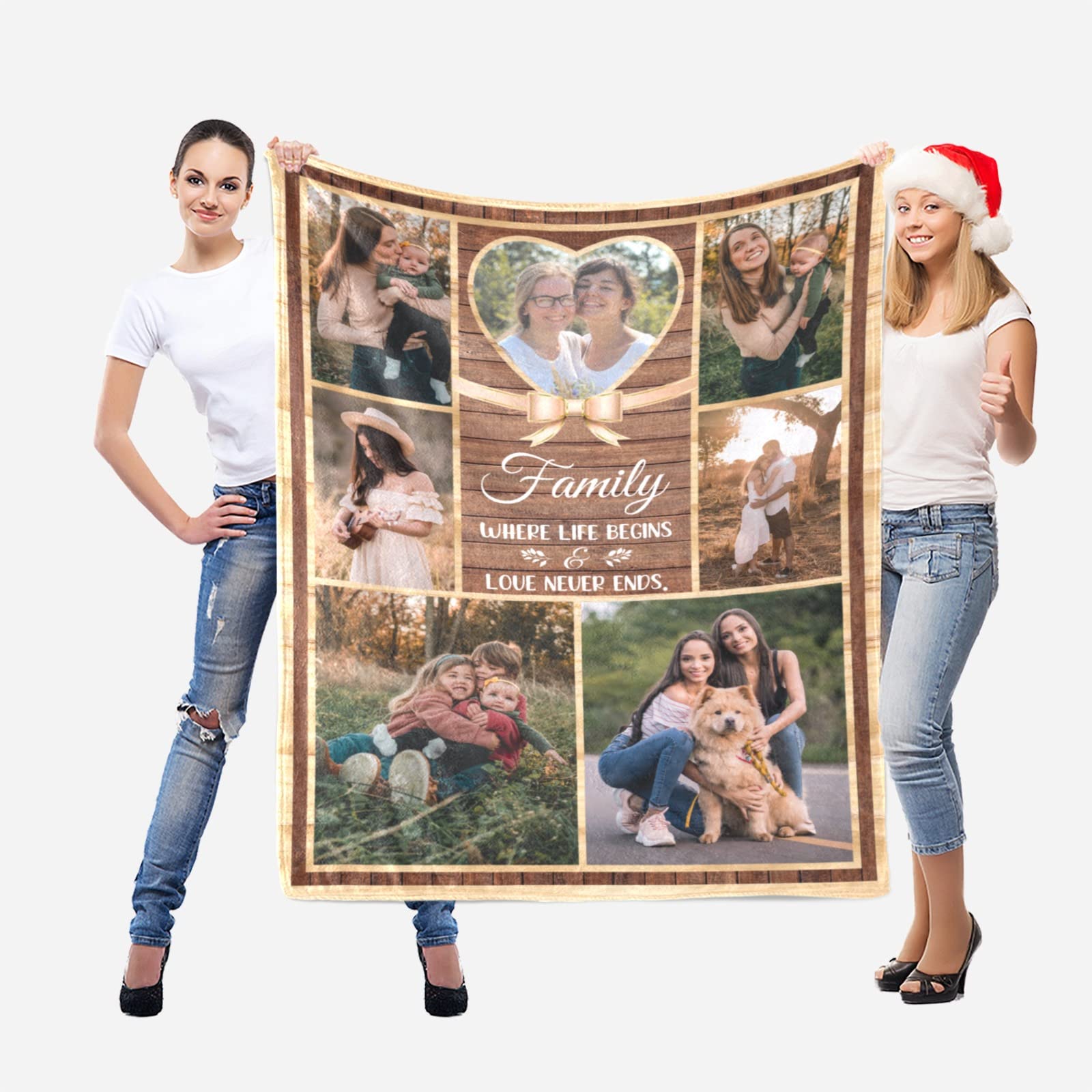 Custom Photo Blanket Personalized with Text & Pictures - 50x70 Inch Flannel Throw Blanket for Mom, Dad, Kids, Pets & Couples - Perfect Gift for Mother's Day, Birthday & Anniversary - Cozy Home Decor, Family Keepsake & Thoughtful Present