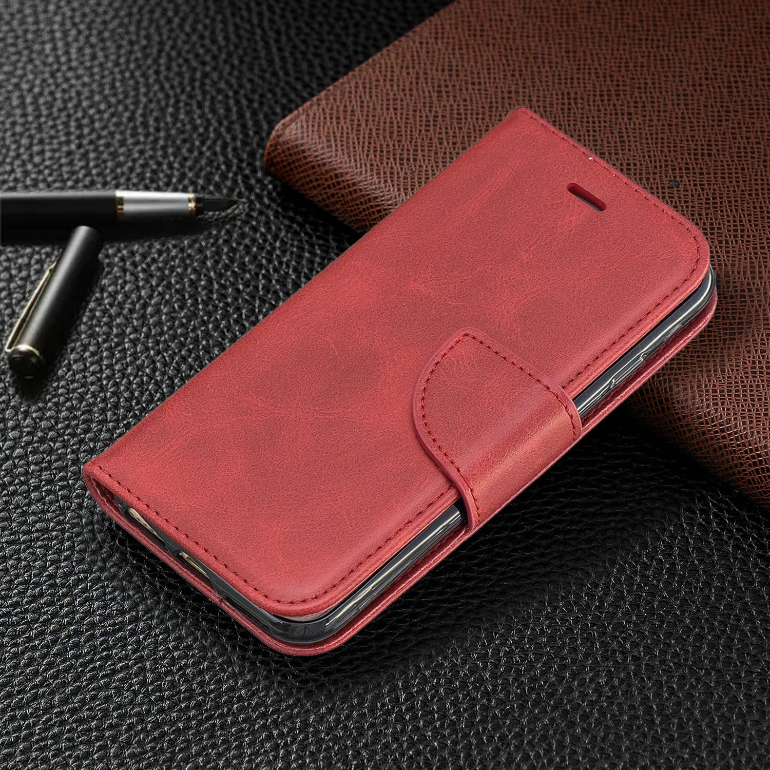 Premium PU Leather Flip Stand Case for Vivo Y3s 2021 - Magnetic Wallet Phone Cover with Kickstand | Perfect for Hands-Free Viewing, Secure Card Storage & Everyday Protection (Compatible with YZW-Hong Model)