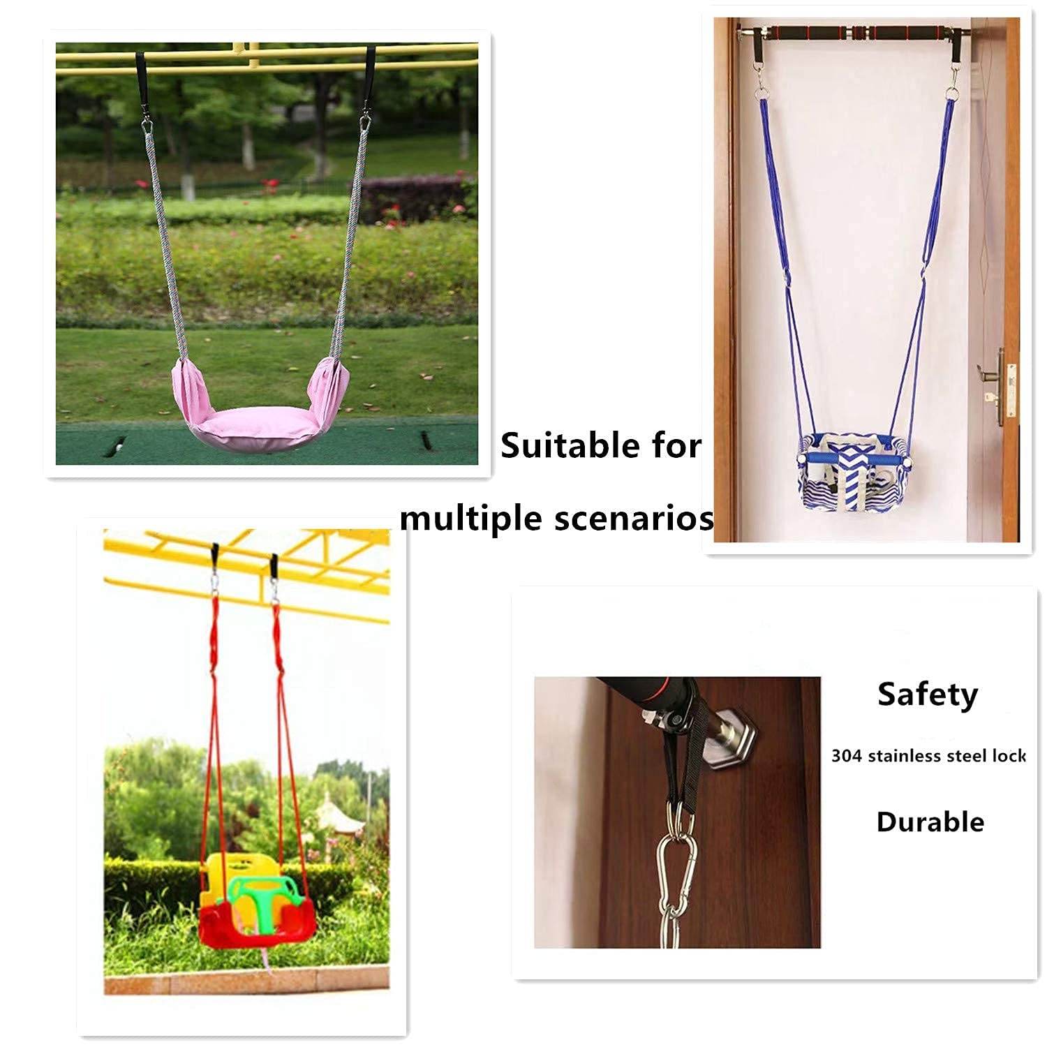 Heavy Duty Tree Swing Straps 2 Pack - 9.84 Inch Hammock Hanging Kit with Safety Lock Carabiner Hooks for Outdoor Swings, Yoga Hammocks, Gym Equipment & Pulley Systems - Perfect for Backyard, Park & Camping Use