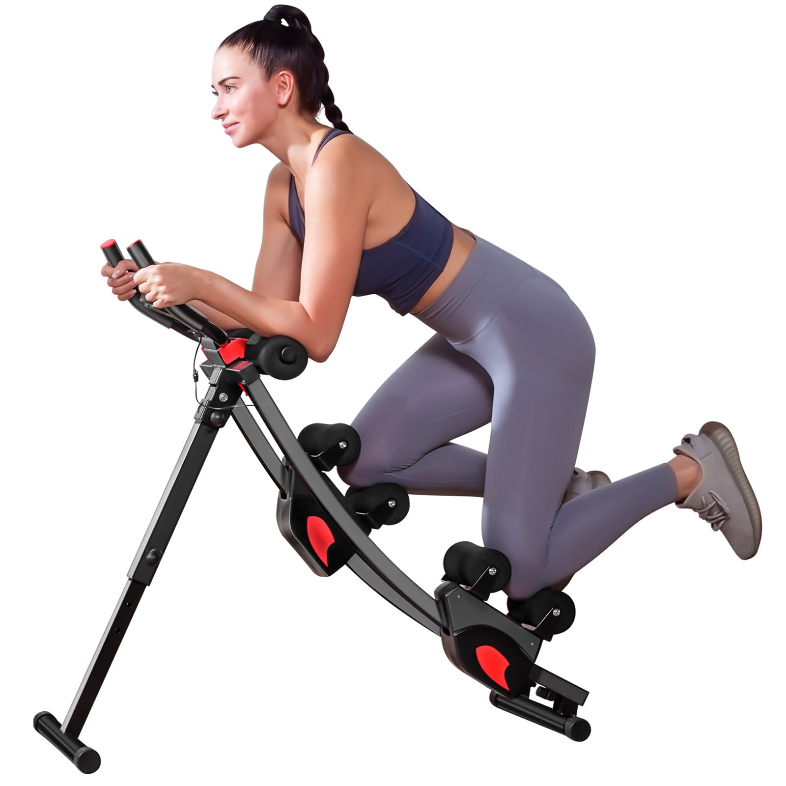 Dual-Track Ab Workout Machine with 4 Adjustable Heights - Foldable Core & Abdominal Trainer with 330lbs Capacity - Home Gym Equipment for Women & Men - Perfect for Toning Abs and Strengthening Core at Home