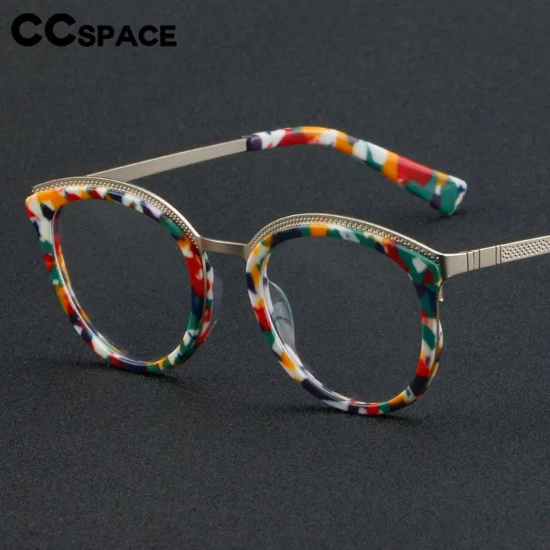 CCspace Unisex Full Rim Large Cat Eye Acetate Eyeglasses 56913 - Stylish Retro Frame for Men & Women - Perfect for Reading, Fashion, and Everyday Wear