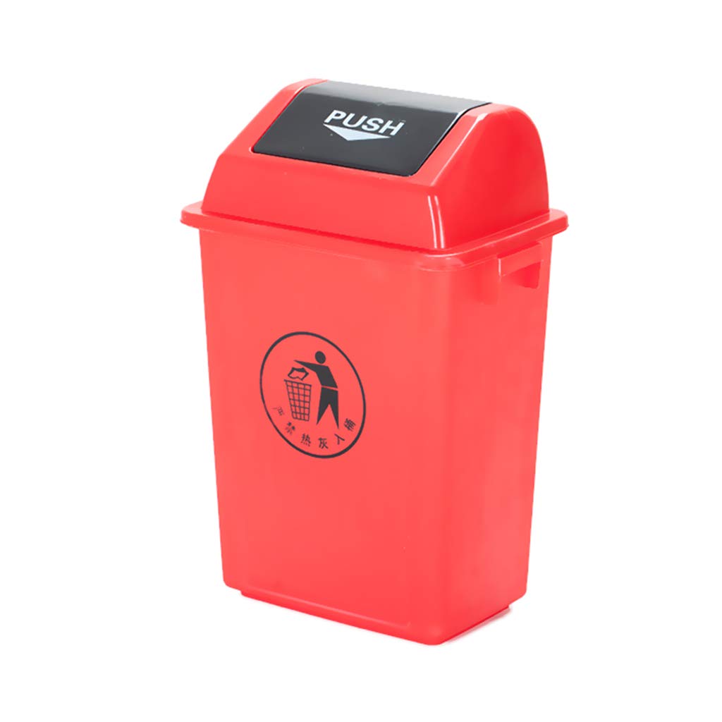 CSQ Rocking Cover Pull The Barrel 40L Plastic Trash Can - Odor-Proof Kitchen & Outdoor Garbage Bin for Supermarket, Home & Office Waste Recycling (Red) - Perfect for Indoor Use, Patio, Restaurant & Commercial Spaces