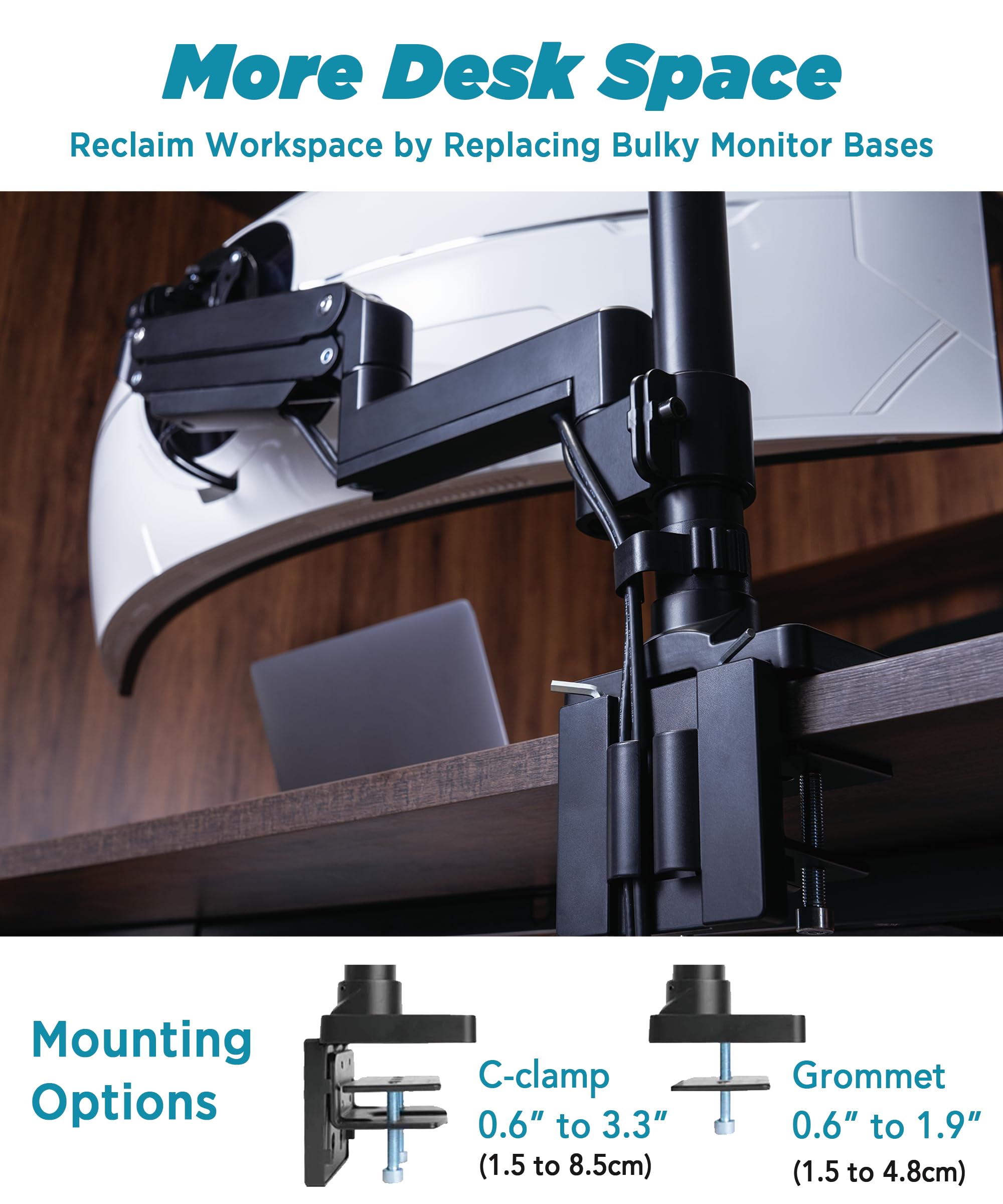 Heavy Duty Monitor Arm for Ultrawide Monitors up to 57