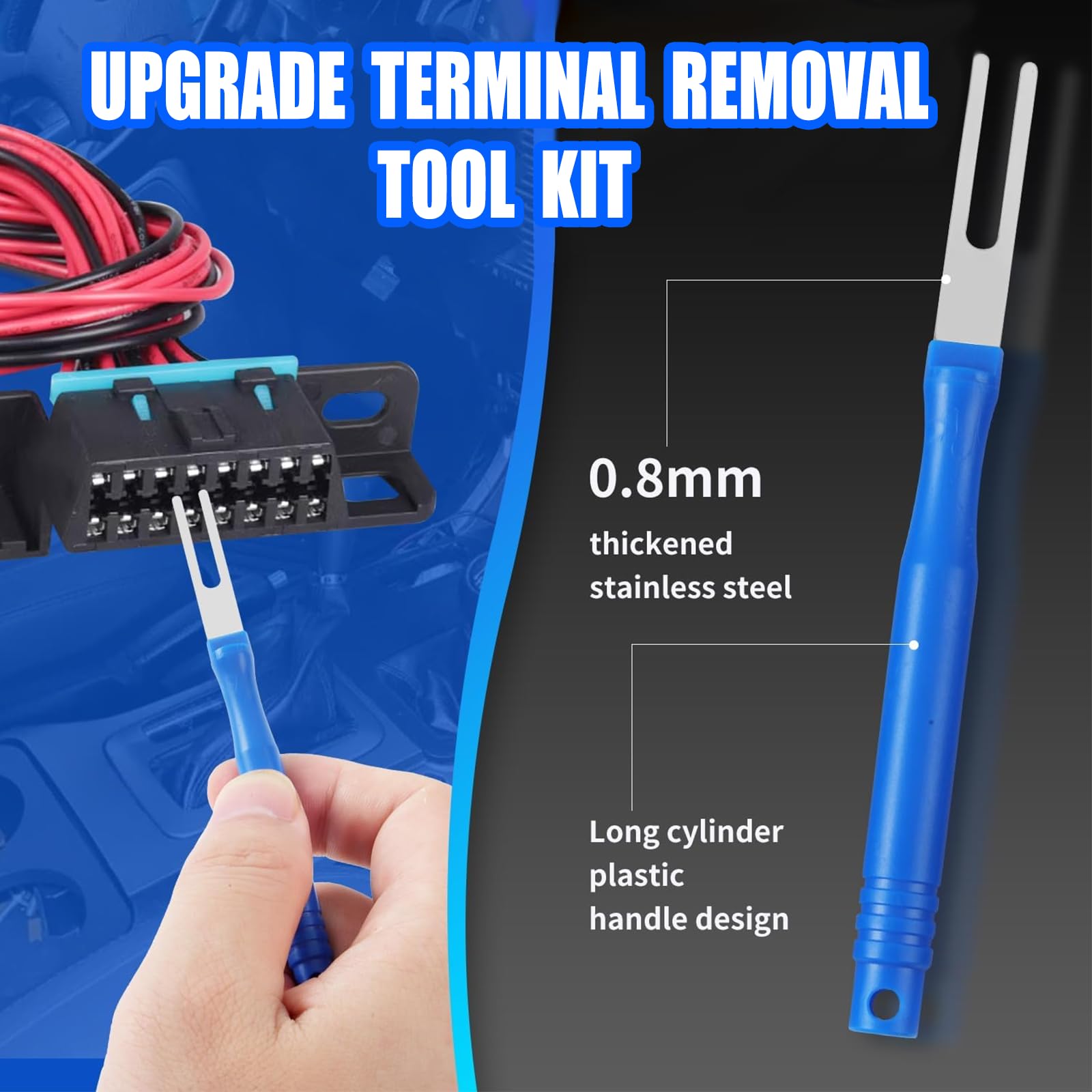 21Pcs Blue Electrical Pin Removal Tool Kit - Upgraded Terminal Release Tool Set for Automotive, Household Devices & Wiring Connectors | Perfect for Car Repairs, DIY Projects & Electrical Maintenance