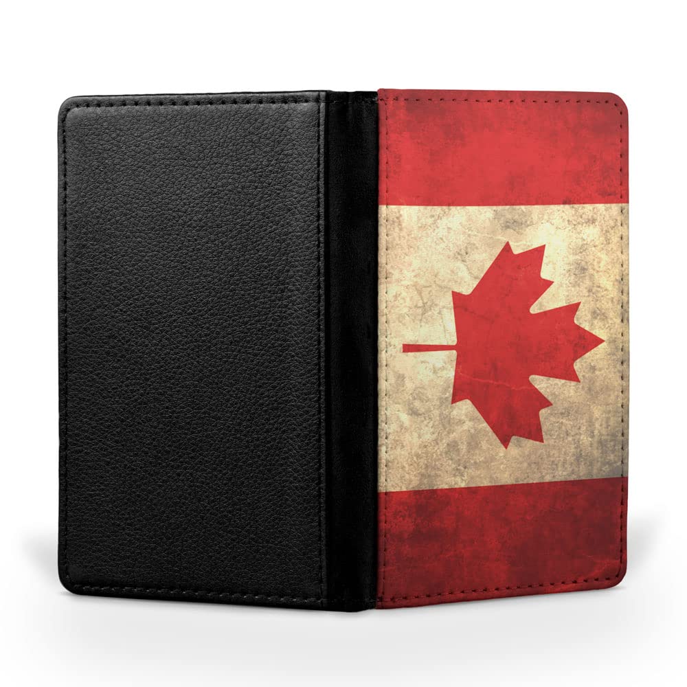 Canada Flag Flip Wallet - RFID Blocking Travel Passport Holder & ID Organizer Cover for Secure International Trips and Daily Use