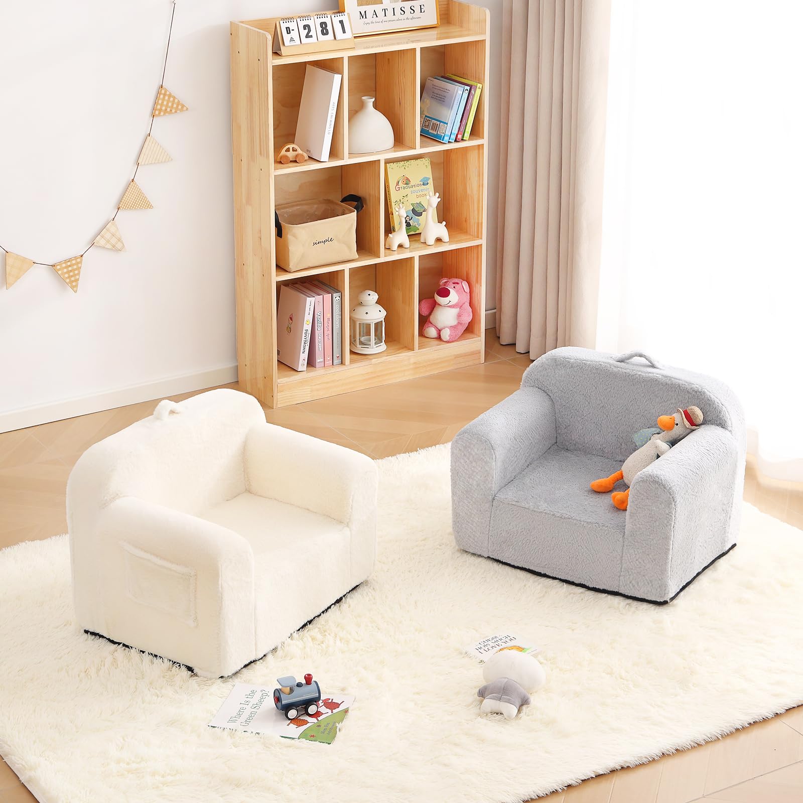 Plush Toddler Chair & Kids Couch - Convertible Comfy Sofa Lounger for Boys & Girls - Soft Reading Chair for Bedroom & Playroom - Perfect for Storytime, Playtime & Relaxation