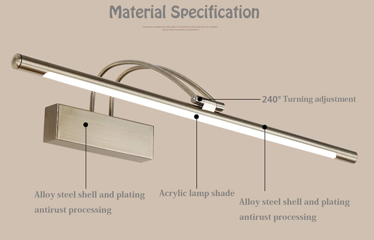15W 32.4 Inch LED Vanity Mirror Light - 240 Degree Rotatable Bathroom Makeup Light with Switch, Warm White Lighting - Perfect for Dressing Tables, Bathrooms & Photo Studios