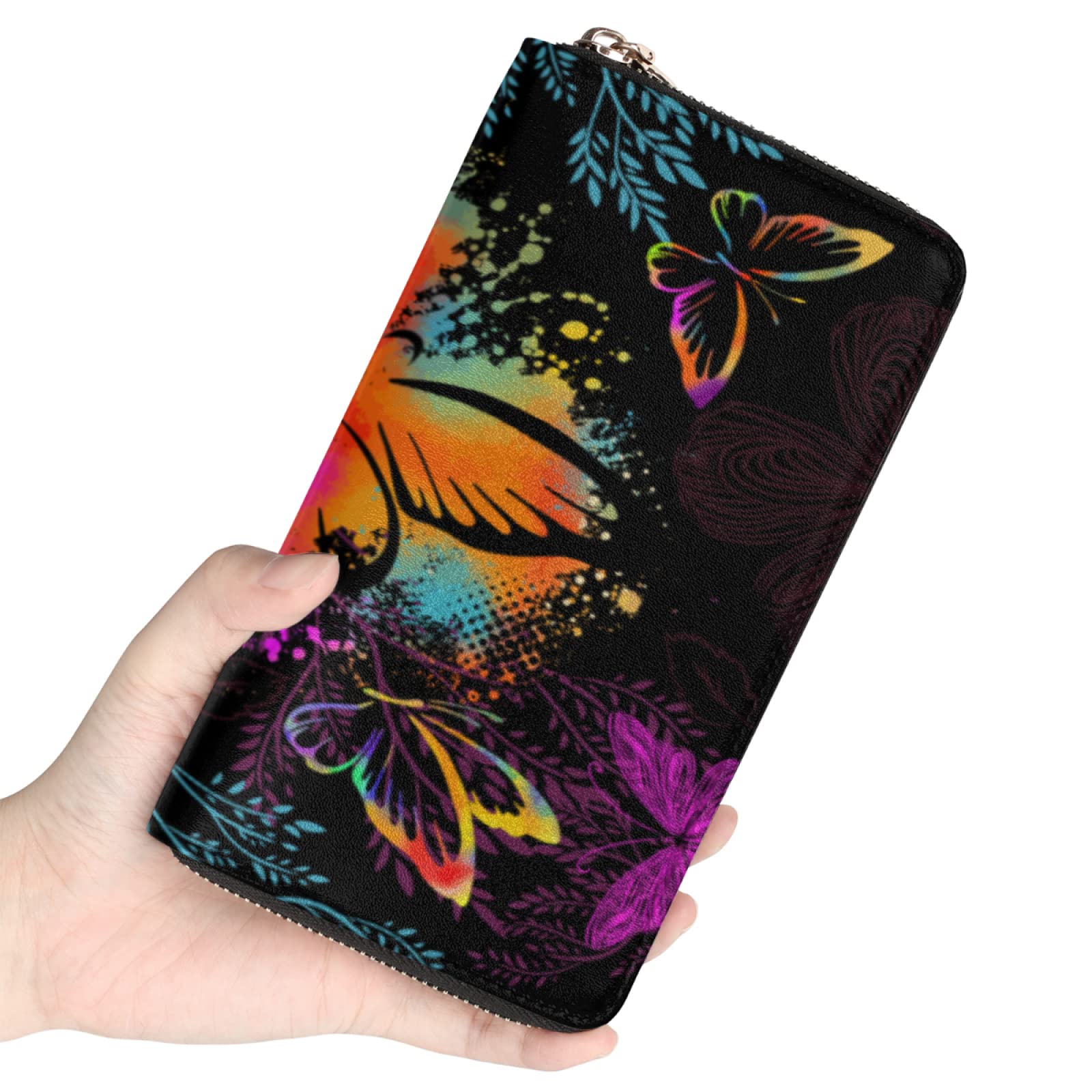 Butterfly Wallet for Women - Gold Zip Credit Card Holder & Organizer | Large Capacity Lightweight Purse for Daily Use