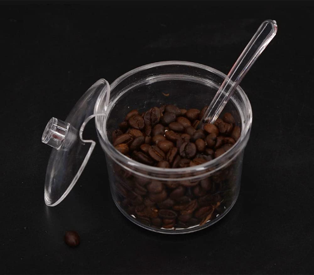 Premium Clear Acrylic Sugar Bowl with Lid & Spoon - Airtight Spice Storage Container for Kitchen, Pantry, Coffee & Tea Station Organization