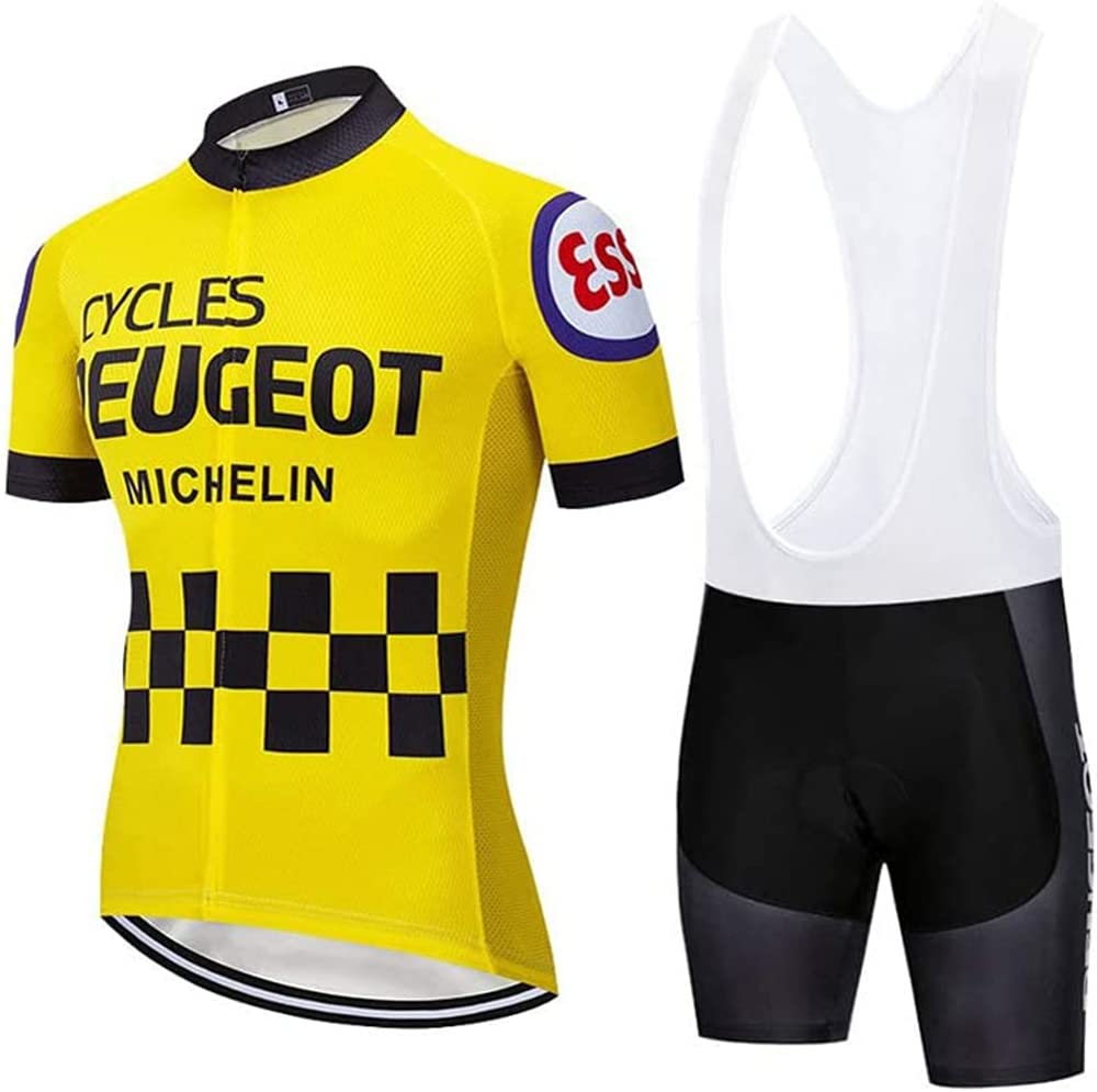 Men's Professional Cycling Jersey & 4D Padded Bib Shorts Set - Breathable Moisture-Wicking Team Cycling Outfit for Road Biking & Training | Perfect for Competitive Cyclists & Long-Distance Rides