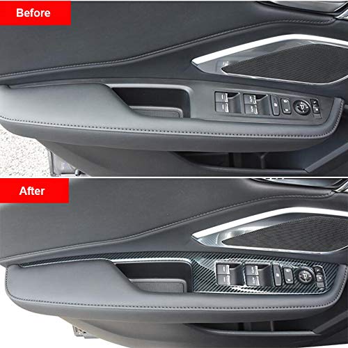 Beautost Carbon Fiber Black Interior Window Switch Console Panel Trim for Acura RDX 2019-2022 - Perfect for Car Interior Upgrade & Customization