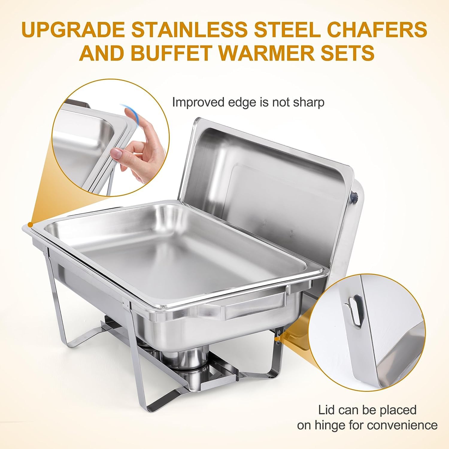 Premium Stainless Steel Buffet Chafing Dish Set of 4 - Nova Microdermabrasion Food Warmers with Water Pan & Fuel Holders for Catering, Parties, Weddings & Events - Keep Meals Hot for Buffet Serving