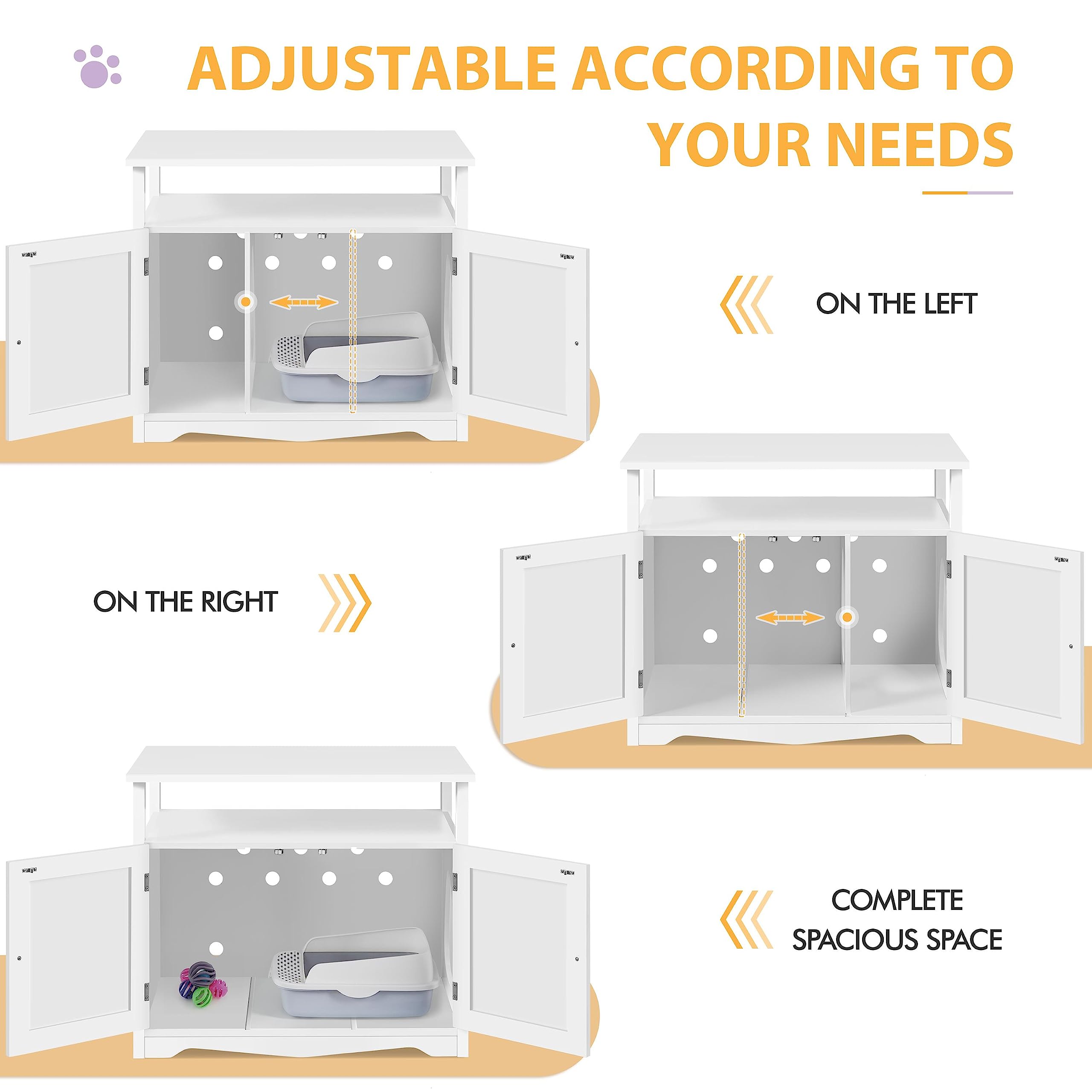 Yaheetech Wooden Cat Litter Box Enclosure Furniture - Hidden Litter Box with Removable Divider, Indoor Cat House with Storage Shelf, Pet Side Table Cabinet - Perfect for Small Spaces & Home Decor