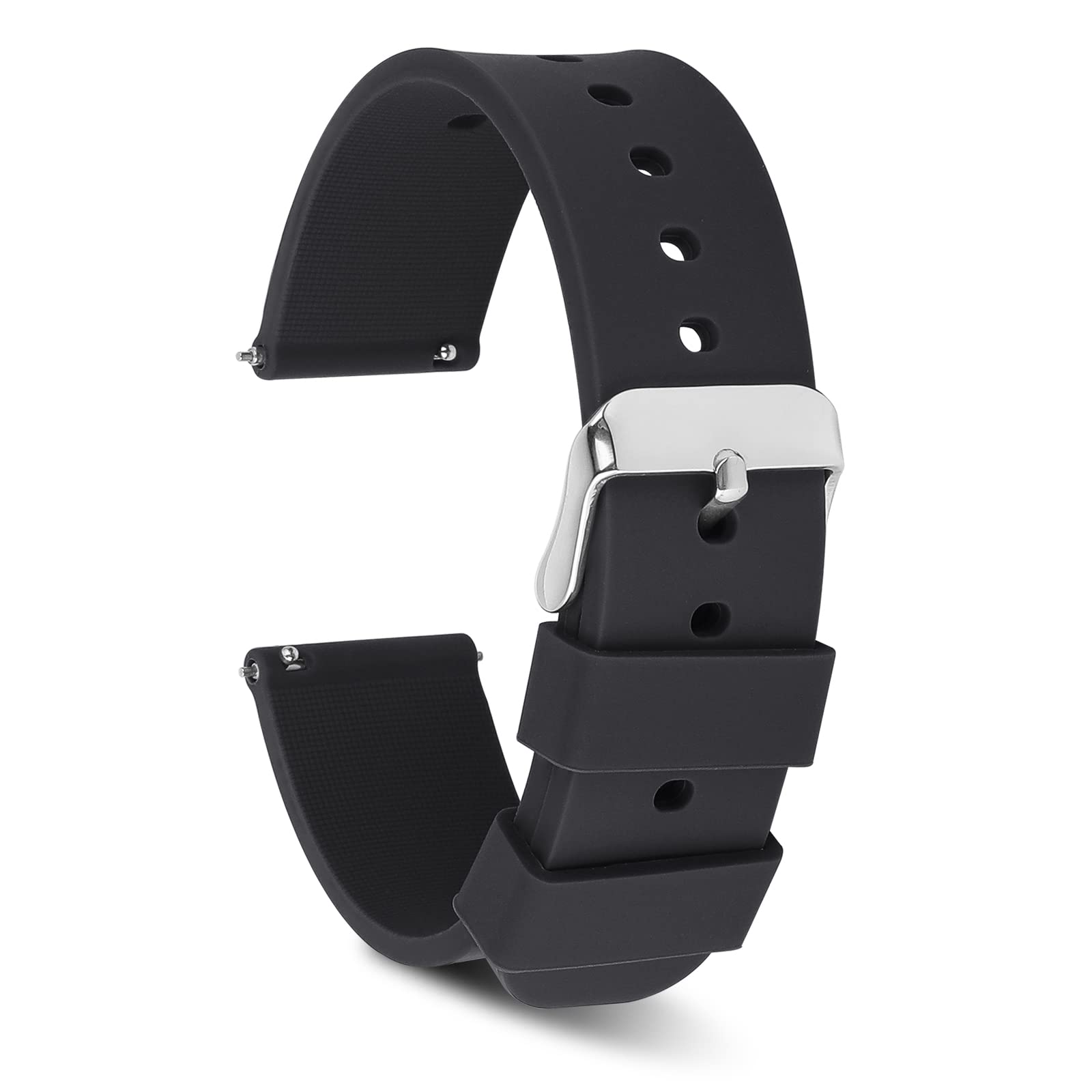 Cobee Silicone Watch Bands - Quick Release Waterproof Soft Rubber Replacement Straps with Silver Plated Stainless Steel Buckle, Sport Watchbands for Men & Women - Perfect for Running, Swimming & Gym Workouts