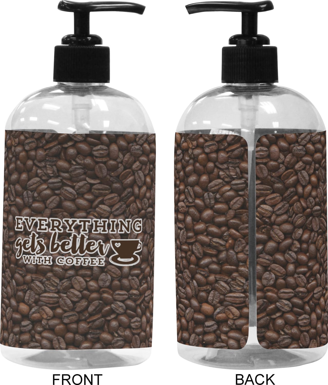 Customizable Coffee Lover Plastic Soap Dispenser & Lotion Pump (16oz Large Capacity, Black) - Perfect for Kitchen, Bathroom, and Office Decor