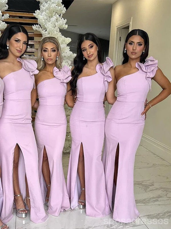 Elegant Mermaid One Shoulder Side Slit Maxi Long Bridesmaid Dress for Wedding Party - WG1811 | Formal Evening Gown for Prom, Homecoming, Cocktail Events & Special Occasions