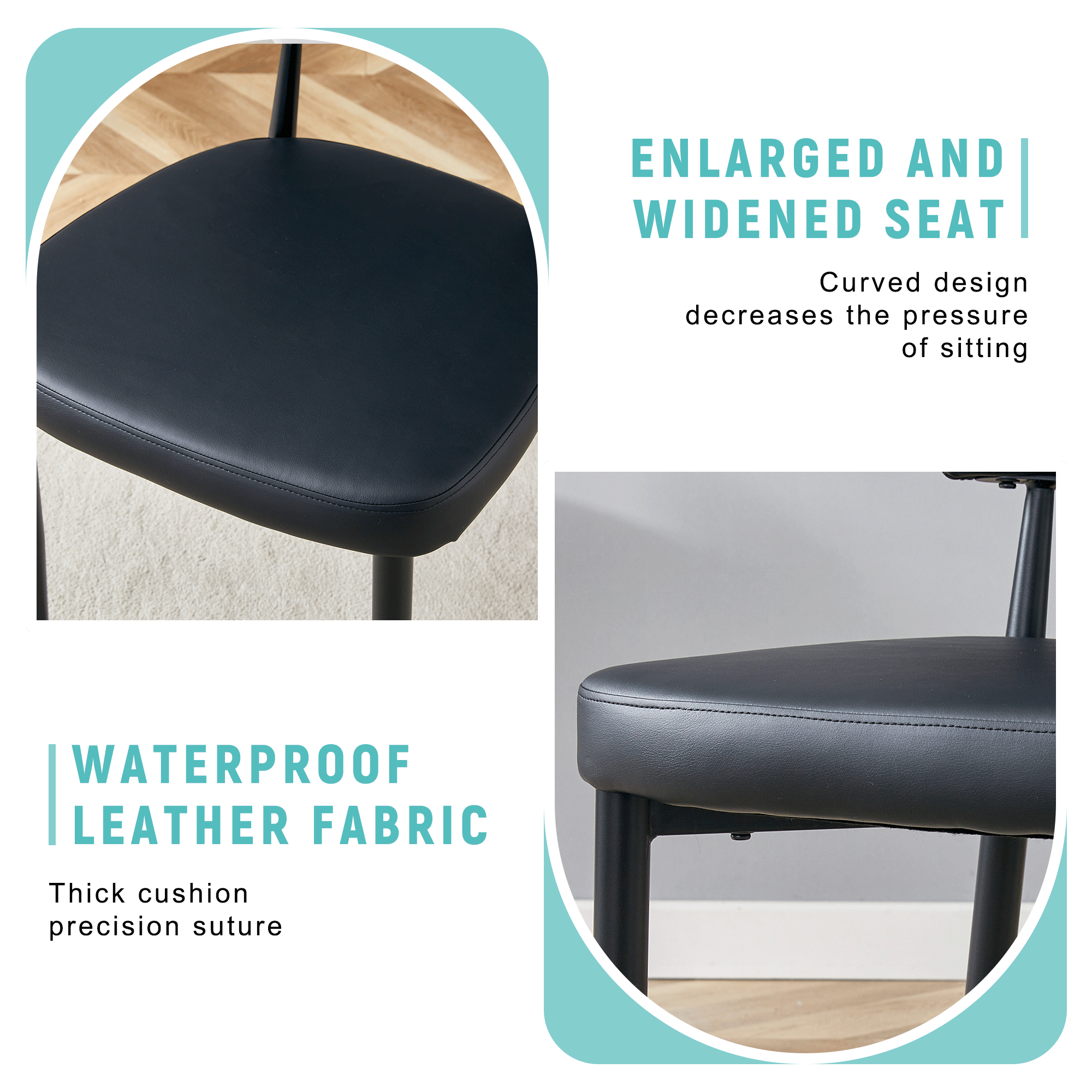 Black & White Minimalist Ergonomic Dining Chairs - Set of 4 with Curved Backrest for Comfort - Modern Home & Office Seating Solution - Perfect for Dining Rooms, Kitchens, and Small Spaces