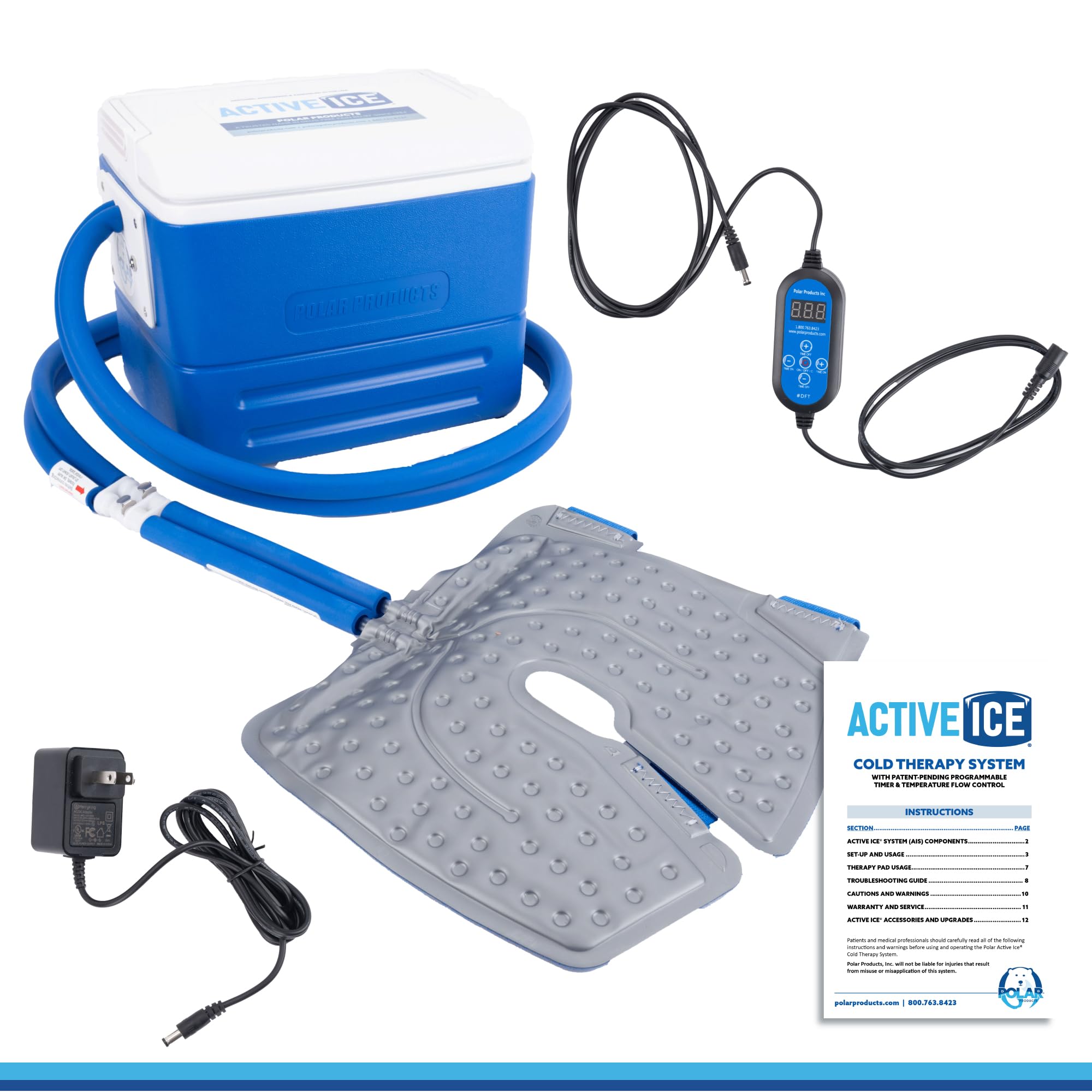 Polar Active Ice 3.0 - 9 QT Cold Therapy Ice Machine with Programmable Timer & Knee Joint Pad | Cryotherapy Pain Relief System with Ace Bandage Compression | Ideal for Post-Surgery Recovery, Sports Injuries & Arthritis Pain Management