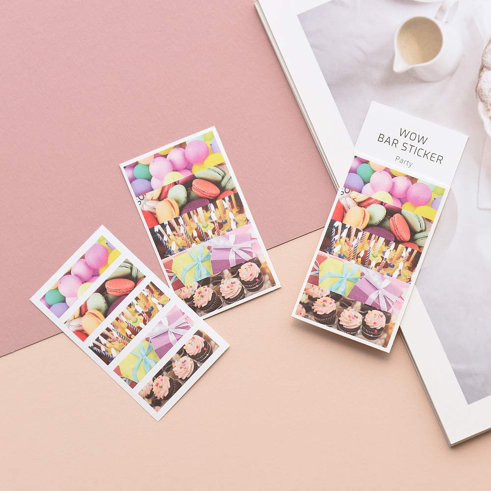 Monolike Wow Bar Sticker Photo Set - Mini Cute Square Stickers for Scrapbooking, Journaling, DIY Crafts & Planner Decoration