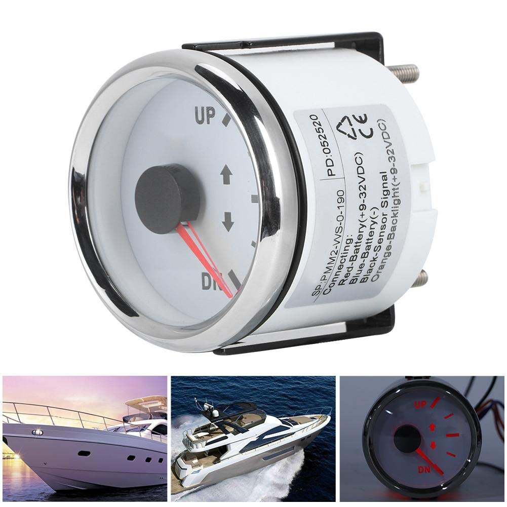 52mm Boat Trim Gauge with Red Backlight - Perfect for Marine Tilt Monitoring