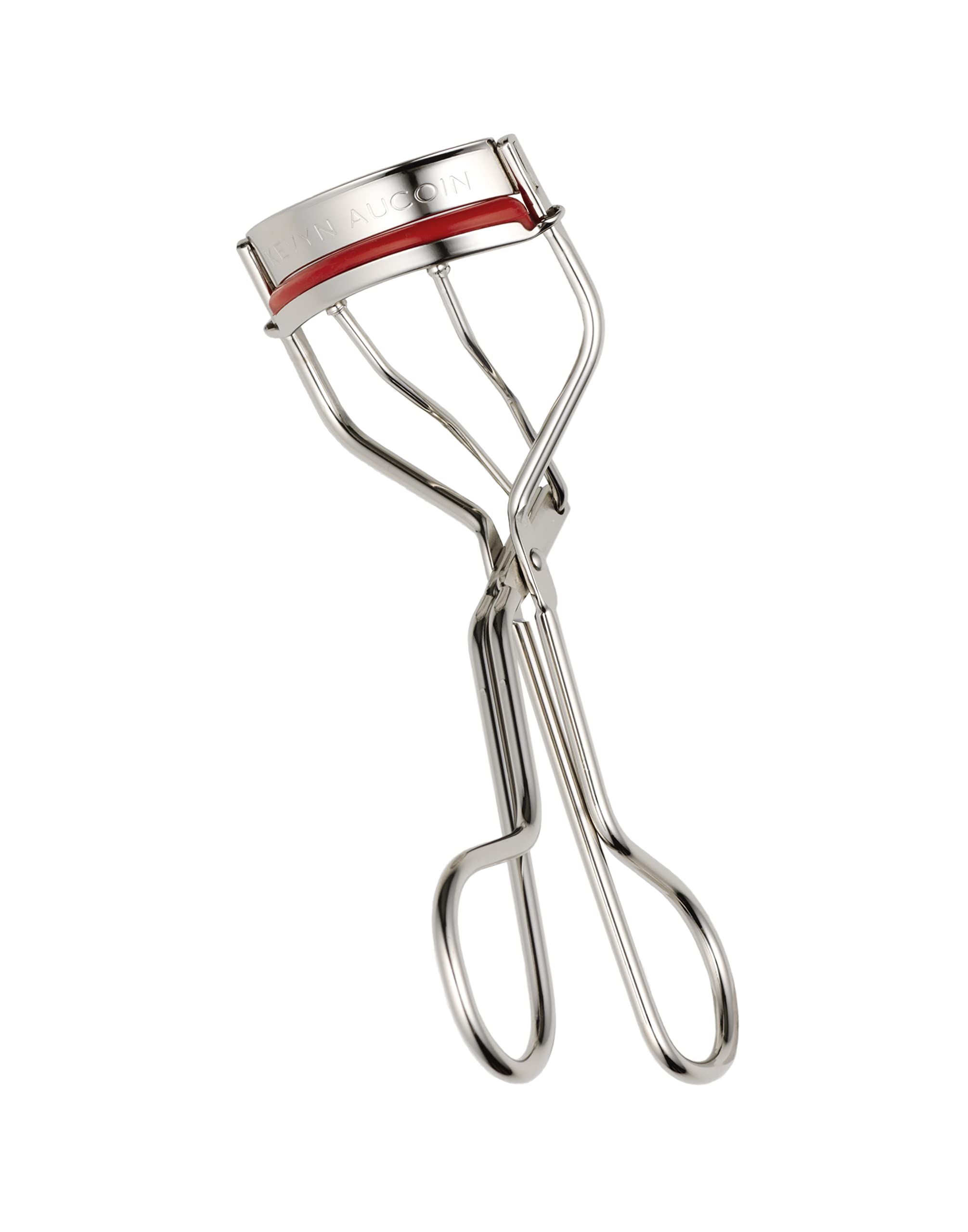 Kevyn Aucoin Professional Eyelash Curler - Stainless Steel with Dual Red Lash Cushions for Long-Lasting Curl | Wide Opening Design for Easy Use | Perfect Before & After Mascara Application | Ideal for Home & Professional Makeup Artists