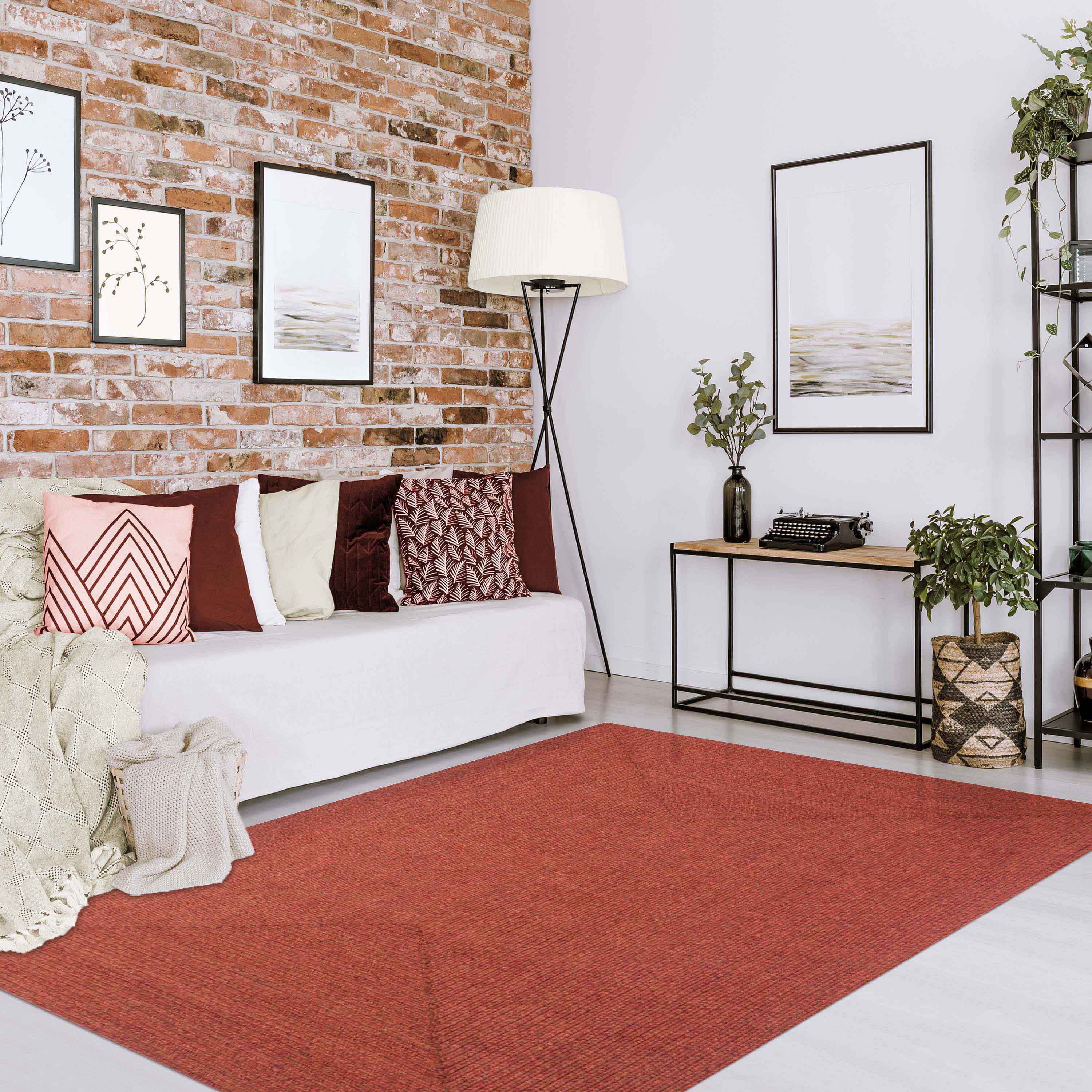 Bohemian Rectangle Braided Area Rug - Non-Slip Indoor Outdoor Rug for Living Room, Bedroom, Patio - Soft Woven Jute Natural Fiber Floor Mat for Home Decor
