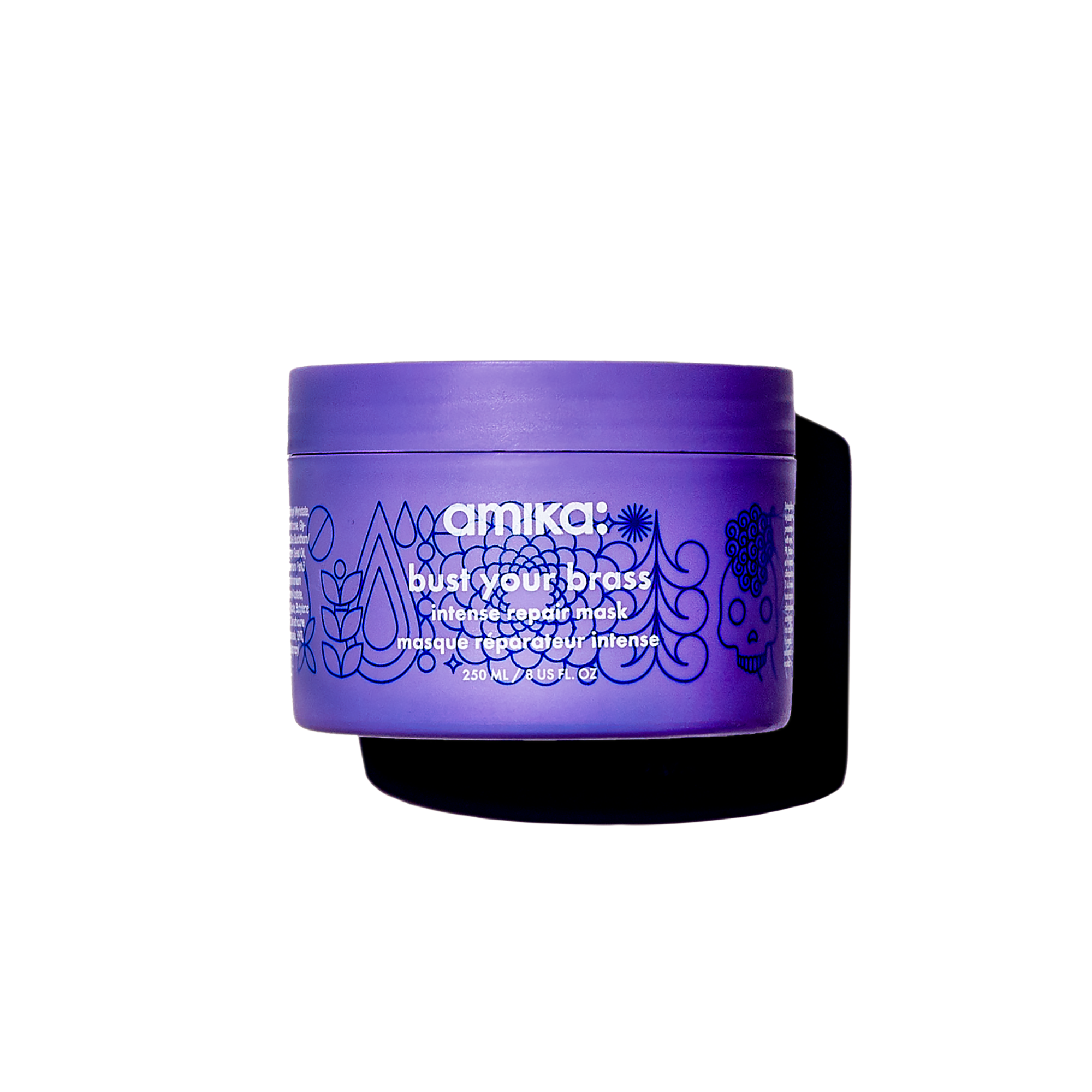 Amika Bust Your Brass Cool Blonde Intense Repair Hair Mask - Purple Toning Treatment for Blonde & Gray Hair - Salon Quality Deep Conditioning for Damaged Hair - Use Weekly for Vibrant, Brass-Free Color