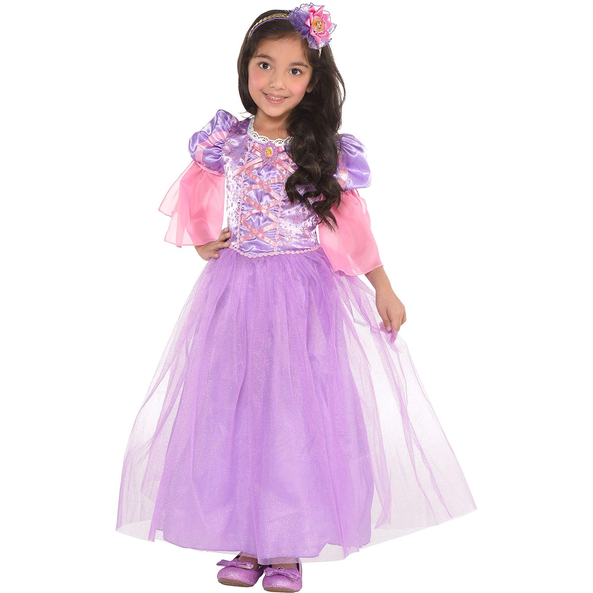 Tangled Rapunzel Costume for Girls - Medium Size Purple & Pink Princess Dress with Ribbon Lace Detailing | Disney Princess Party, Halloween Dress Up, Birthday Costume, Cosplay Outfit