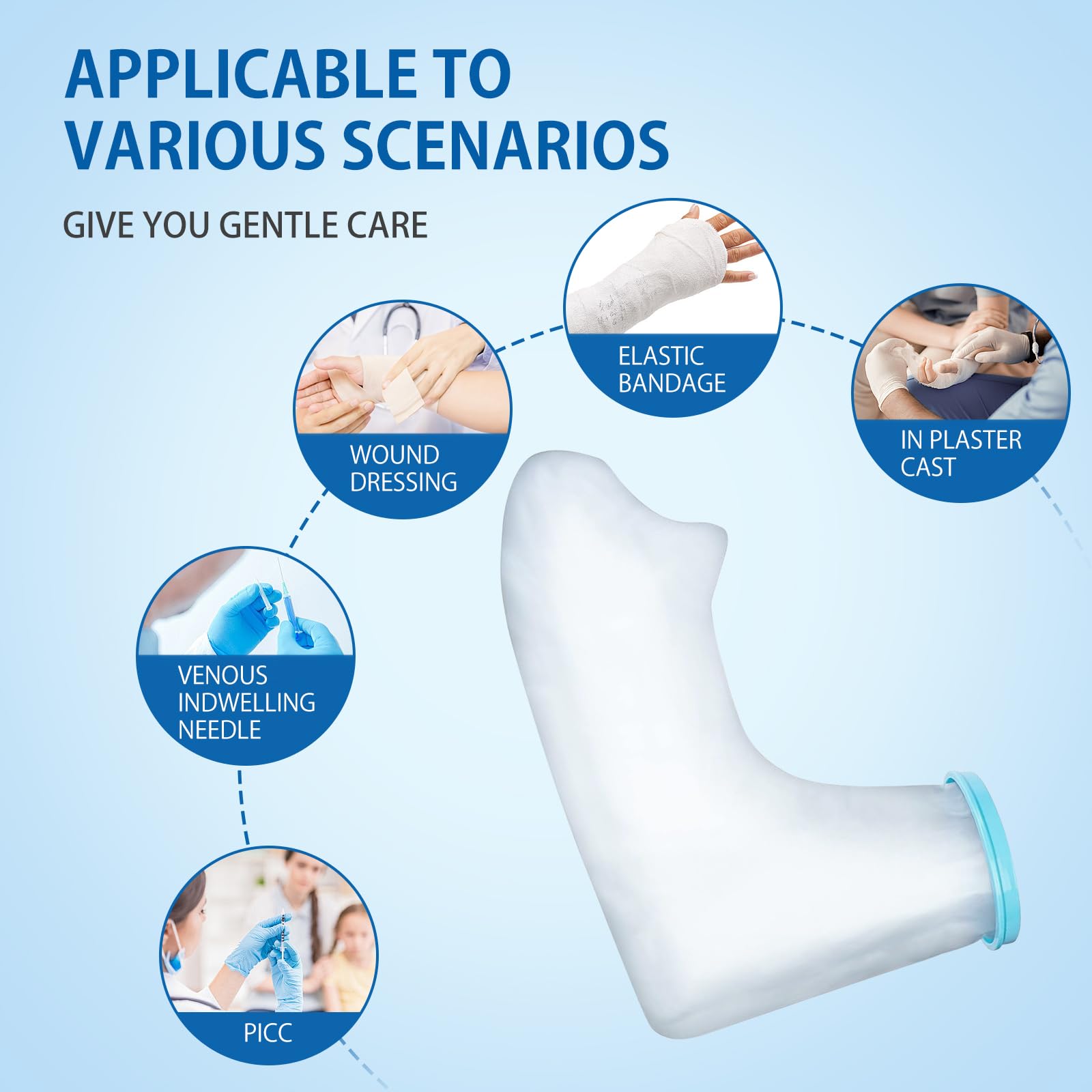 Waterproof Arm Cast Cover for Shower - Soft & Comfortable Cast Protector for Broken Arm, Surgery Recovery, Wounds & Burns - Reusable Medical Shower Sleeve for Daily Use & Post-Op Care