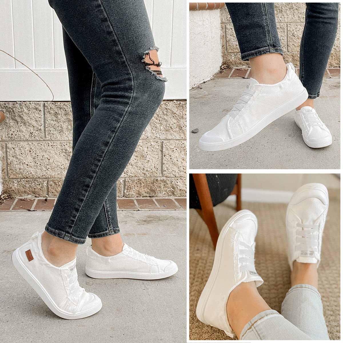 JENN ARDOR Women's Slip-On Canvas Loafers - Comfortable Round Toe Sneakers for Casual Wear & Walking | Fashionable Flats for Everyday, Office & Travel