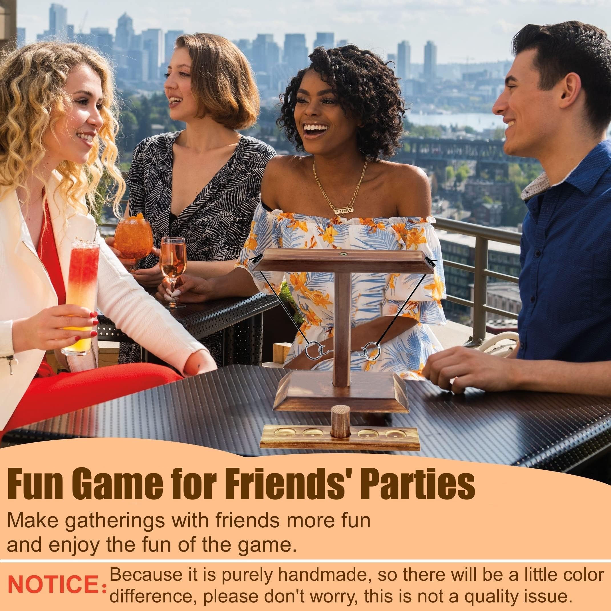 Premium Hook and Ring Toss Game Set with Shot Ladder - Wooden Backyard & Indoor Outdoor Party Games for Adults - Perfect for BBQs, Tailgates, and Family Gatherings