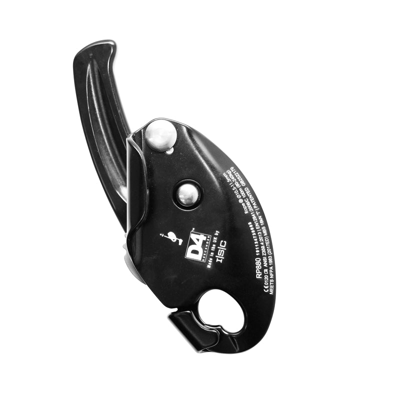ISC D4 Industrial Descender - Professional Black Rappelling Device for Rock Climbing, Rescue & Safety Operations | Heavy-Duty Construction & Outdoor Adventure Gear