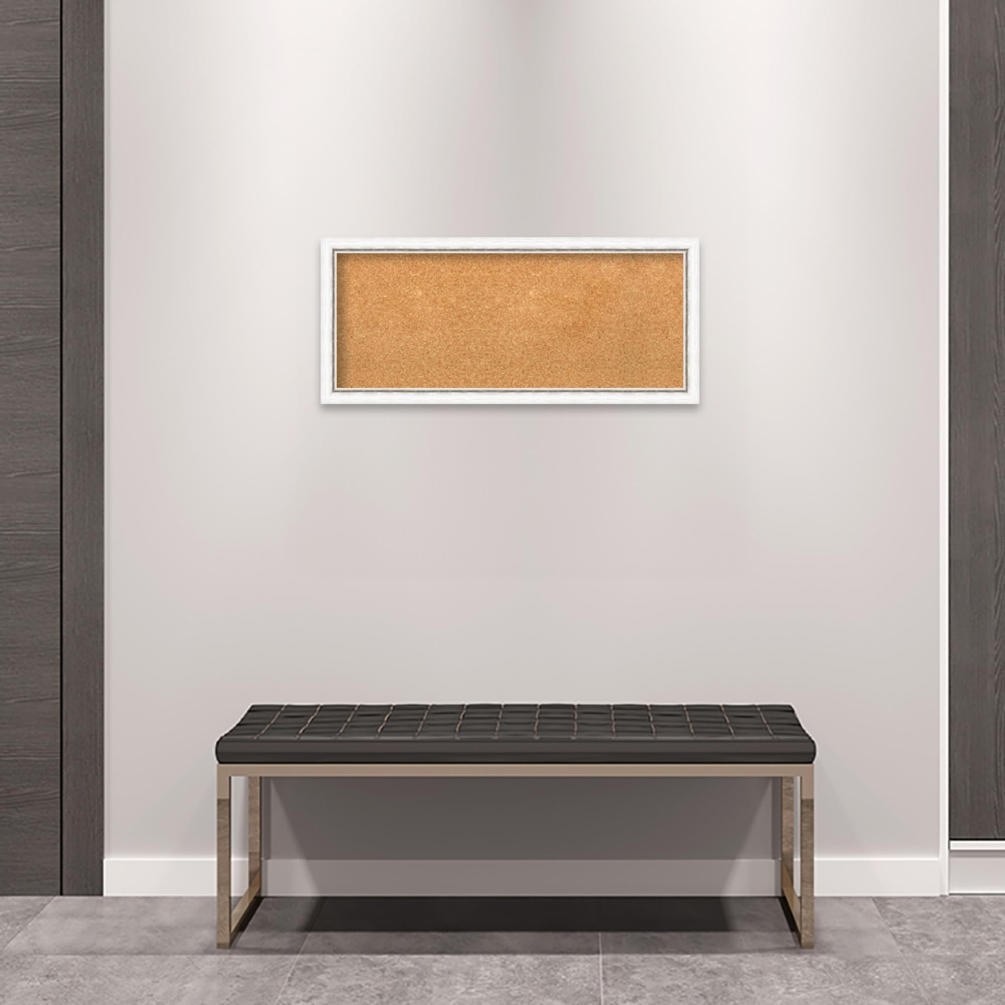 Amanti Art 14x32 Natural Cork Board with White Wood Frame - Vision Board, Office Decor & Home Organization Pinboard | Perfect for Displaying Photos, Notes & Inspirational Items in Home, Office or Dorm