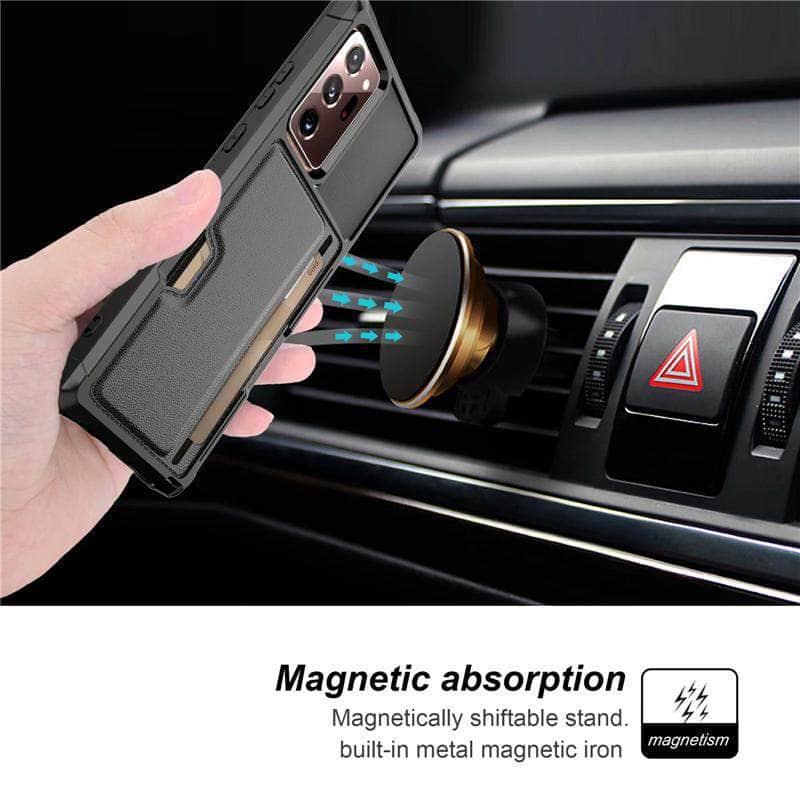 Magnetic Leather Card Holder Wallet Case for Samsung Galaxy Note 20 Ultra & S20 Plus - Slim Protective Cover with RFID Blocking (Perfect for Business Travel & Everyday Use)