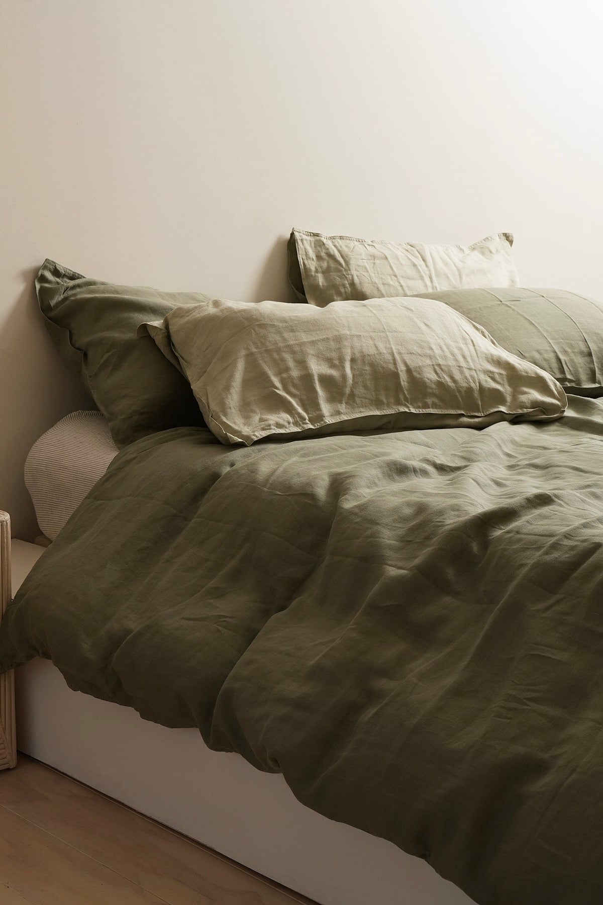 Premium 100% French Flax Linen Duvet Cover Set - Lichen Color - King Size - Breathable & Soft Bedding for Luxury Hotels & Cozy Home Decor