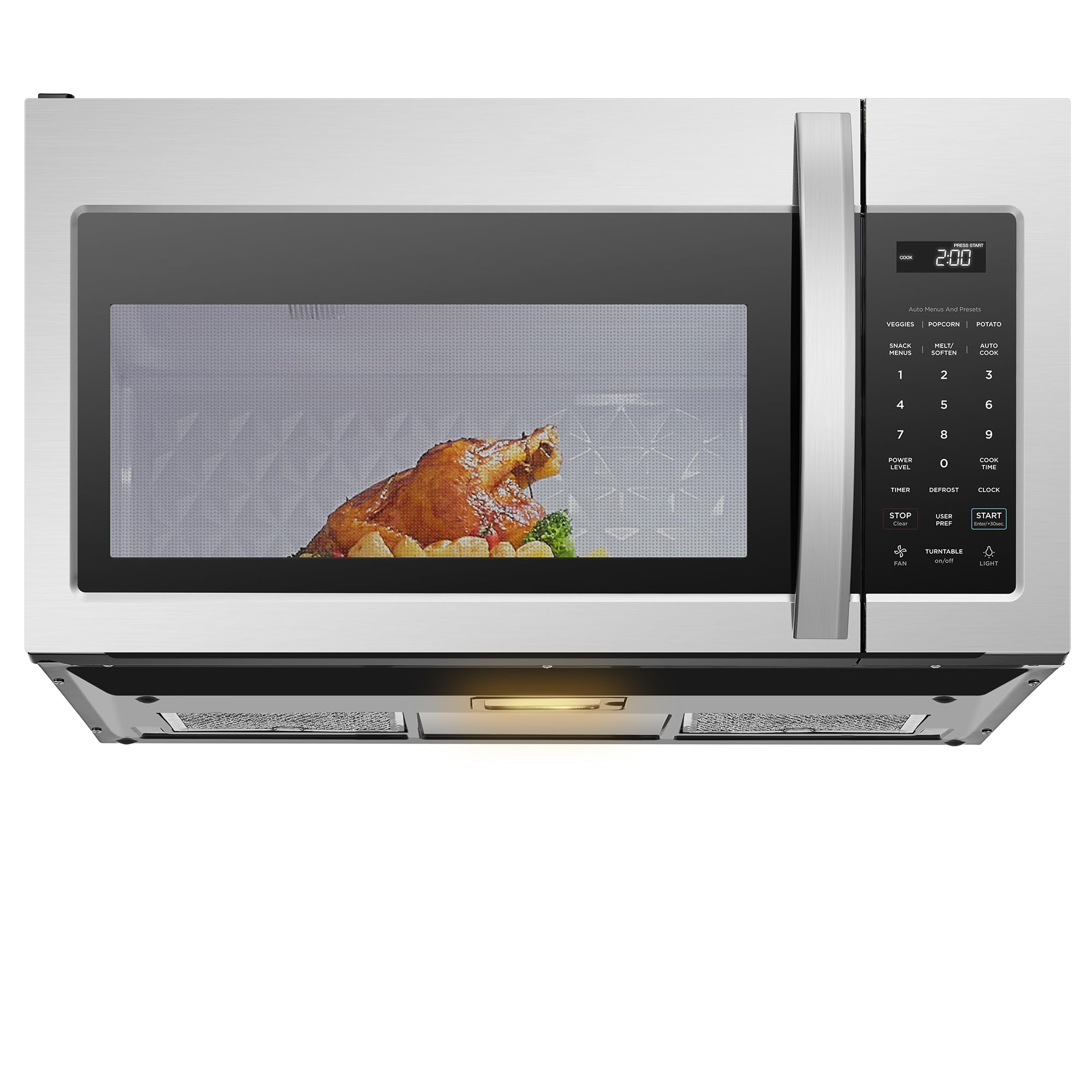 Midea MOR17BSA-SS 1.7 Cu.ft Stainless Steel Over The Range Microwave Oven - Smart Touch Panel, 1000W Power, 300 CFM Ventilation, Auto Cooking Menu - Perfect for Kitchen Remodeling & Small Space Cooking