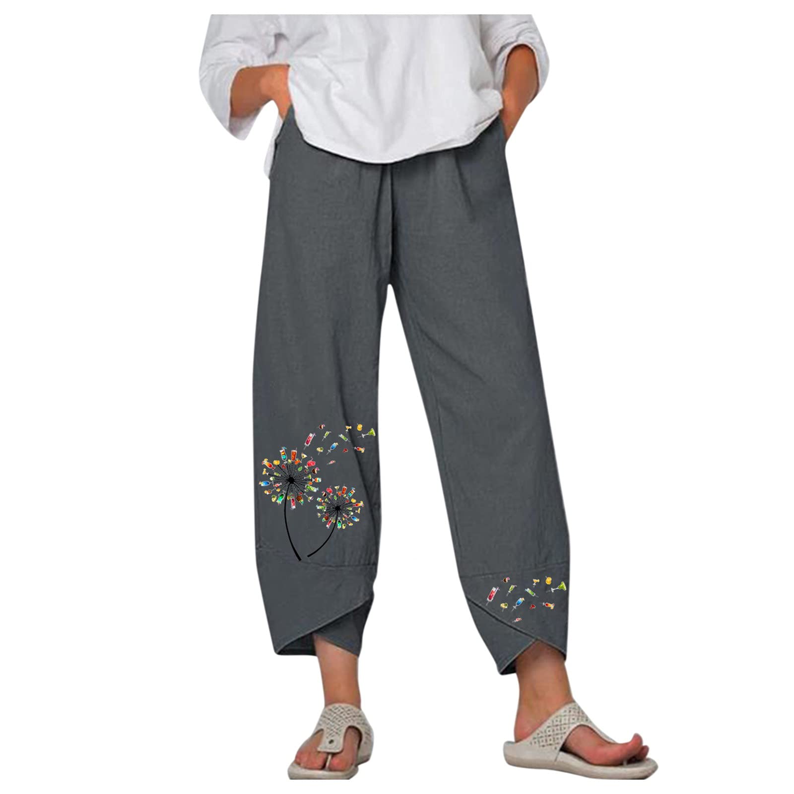 Aniwood Women's High Waist Wide Leg Capri Pants - Casual Summer Yoga Golf Pants with Pockets | Perfect for Workout, Lounge & Outdoor Activities