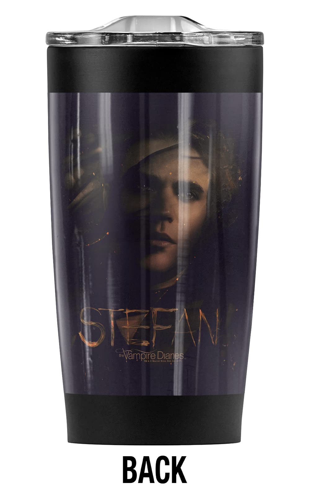 Vampire Diaries Stefan Salvatore 20oz Stainless Steel Tumbler - Double Wall Vacuum Insulated Coffee Travel Mug with Leakproof Lid - Keeps Hot & Cold for Hours - Perfect for Office, Gym, Camping & Car Commute