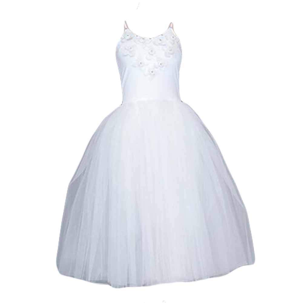 Panda Legends Women's Sleeveless Ballet Long Dress - Floral Dance Dress with Gauzy Tutu Skirt for Ballet Performance & Stage Costume | Perfect for Recitals, Competitions & Dance Shows