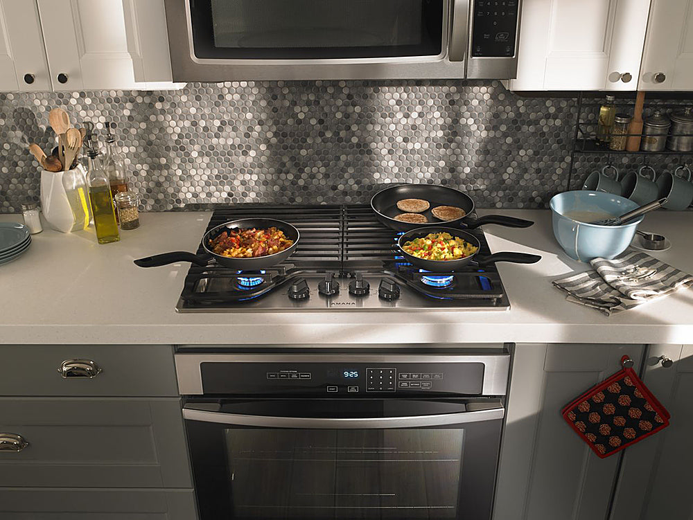 Amana AGC6540KFS 30 Inch 4-Burner Gas Cooktop - Stainless Steel Built-In Stovetop for Modern Kitchen Cooking | Perfect for Home Chefs & Entertaining Guests